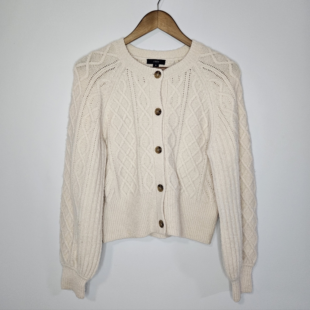 J. Crew Cream Cable Knit Cardigan